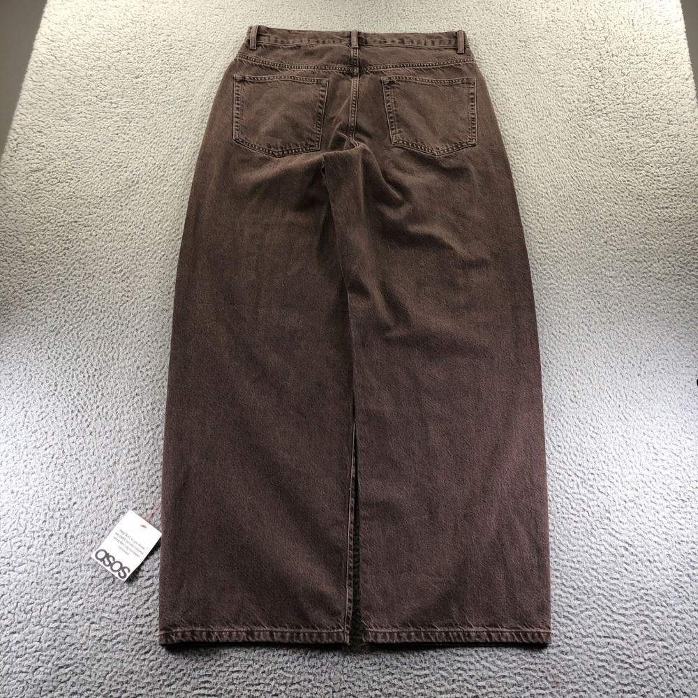 Asos Jeans Mens 32x32 Chocolate Brown Baggy Wide Leg Skater Relaxed NEW